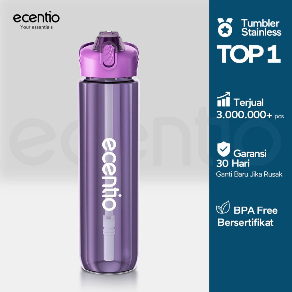 Jual Ecentio Botol Minum 1000ml Portable Botol Air 1 Liter Outdoor Anti ...