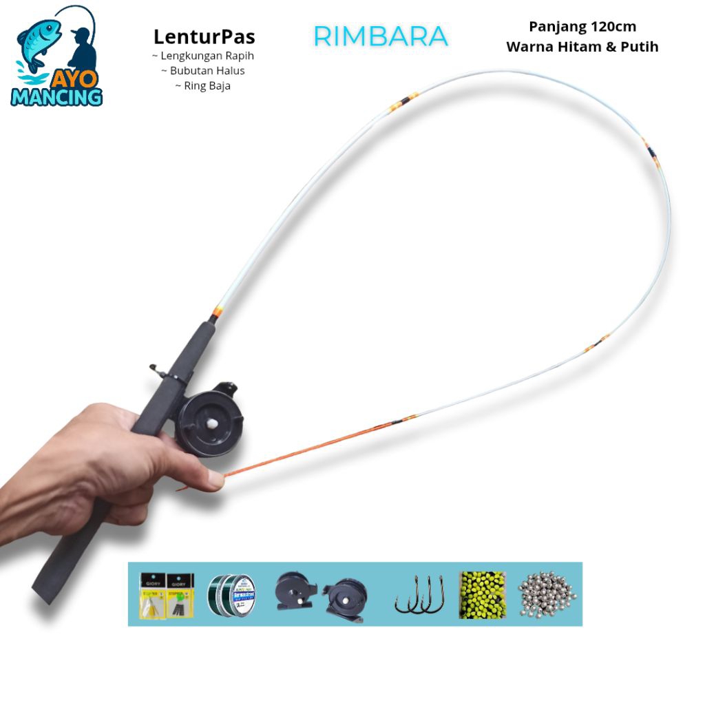 Jual RIMBARA Joran wader satu set super lentur 120cm microfishing ...