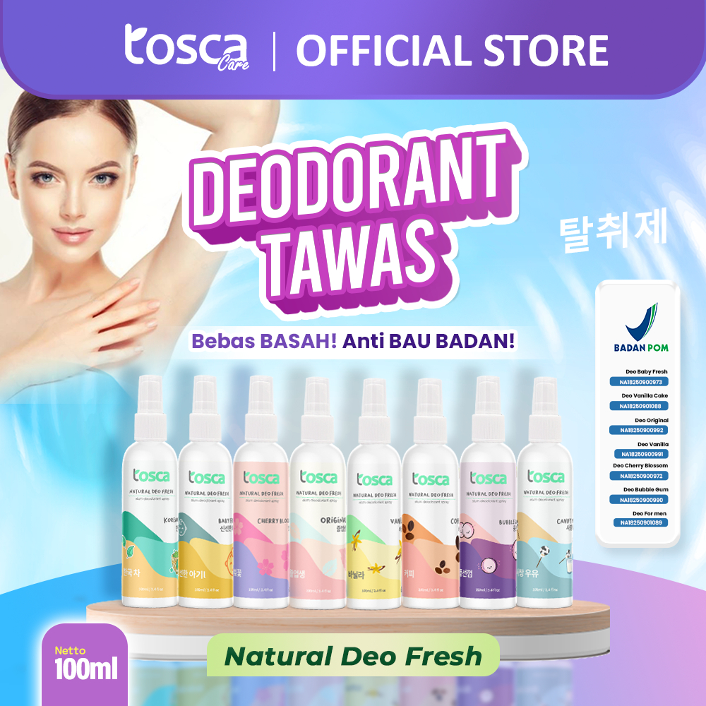Natural Deodorant Spray 100ml Tosca Deodorant Tawas Cair Ampuh Mencegah Bau Ketiak Non Alkohol