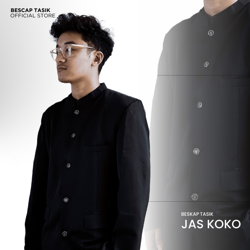 Jual Beskap Jas Koko HItam Polos Jumbo Pria Muslim Premium Formal ...