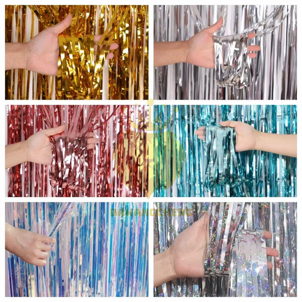 BAWANGCHENG 1*2 m Warna-Warni Dekorasi Ulang Tahun Hujan Tirai Pesta Pernikahan Dekorasi Pesta Tirai Hujan