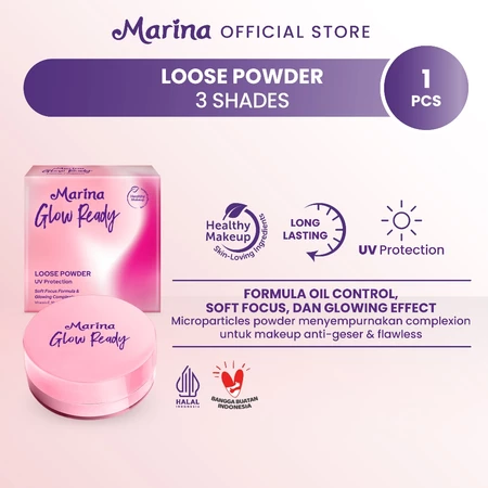 Marina Glow Ready Loose Powder bedak tabur glowing untuk tampilan cerah