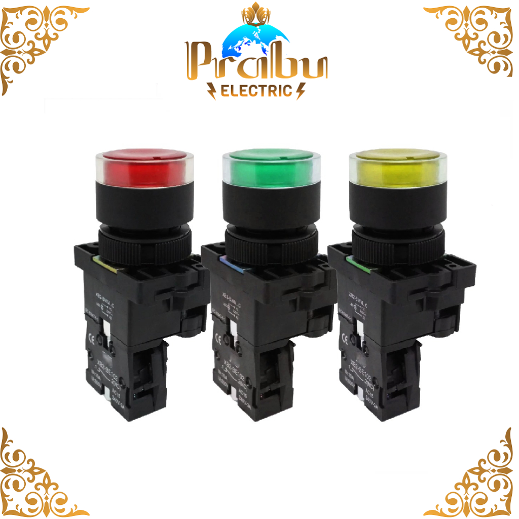 Jual PUSH BUTTON PLASTIK LED 22MM/ Push button lampu 22 mm | Shopee ...