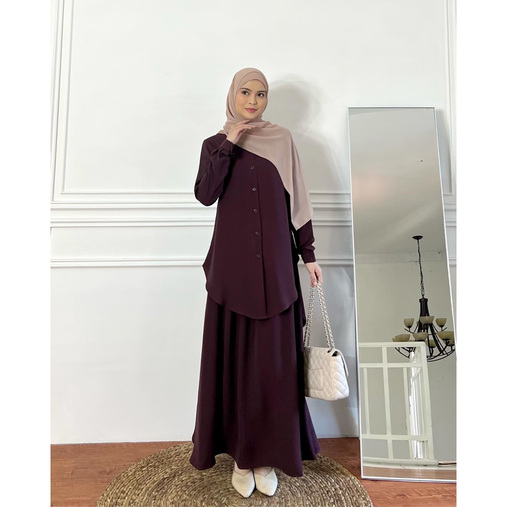 Jual Elmiza - Aluna Set Kemeja Rok Bahan Premium Safeena Platinum ...