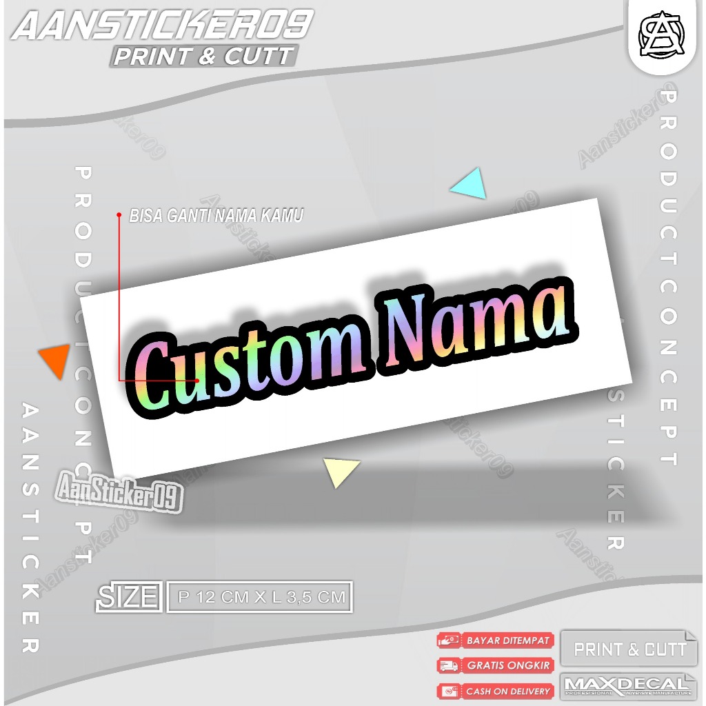 Jual Sticker Hologram Hitam Custom Nama Viral | Shopee Indonesia