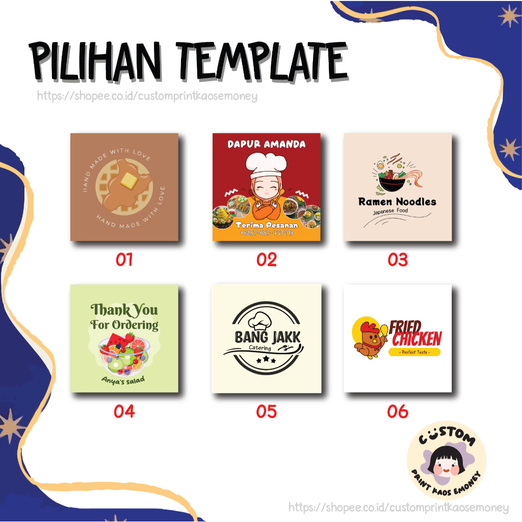Jual Cetak Stiker Vinyl Kotak Label Makanan Jualan Olshop Free Design ...