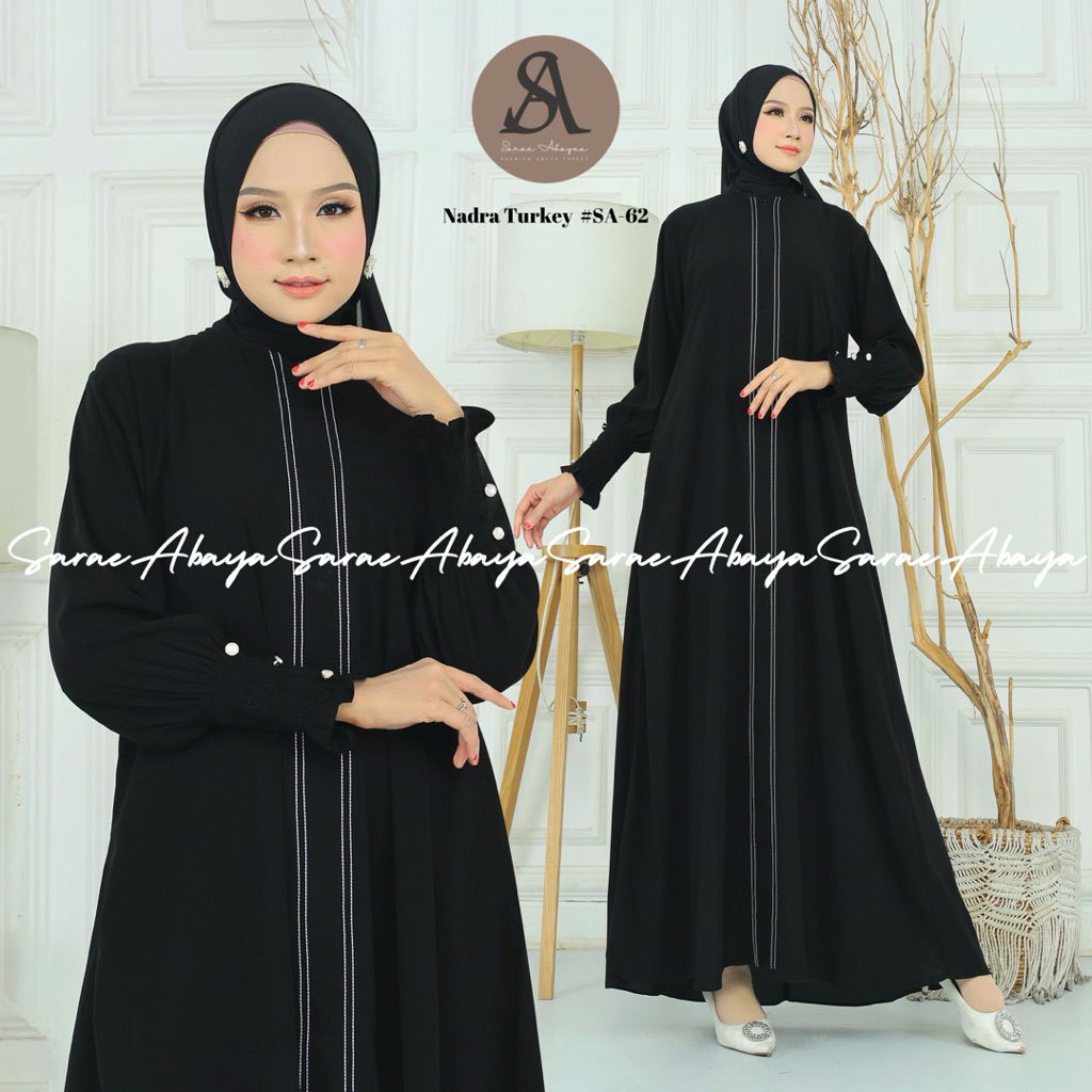 Jual Sarae Abaya Turkey Premium Nadra SA-62 Gamis Jetblack Arab Turki ...