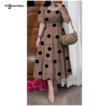 Lavender Dress Korean Vintage Dress Gaun Wanita Motif Bunga Bergaya Korea Import