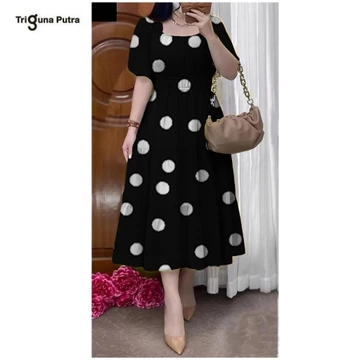 Lavender Dress Korean Vintage Dress Gaun Wanita Motif Bunga Bergaya Korea Import