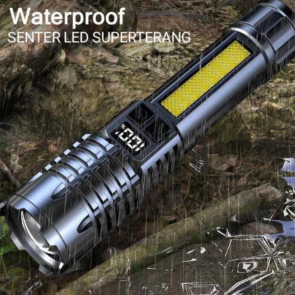 Jual Senter LED USB Senter LED Superterang Rechargeable Flashlight COB ...