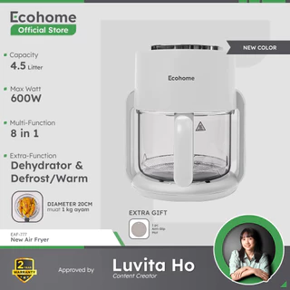 ECOHOME Air Fryer & Dehydrator 8 in 1 Function EAF777 4.5L Capacity with Panoramic Glass 360° View