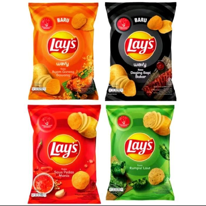 Jual Keripik Kentang Lays Wavy All Variant 31gr( Rumput laut,Saus pedas ...