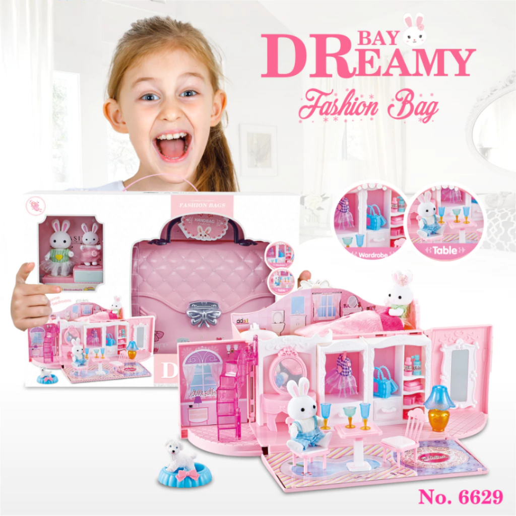 Jual Bay Dreamy Rabbit Princess Bedroom Handbag Mainan Anak Pretend ...