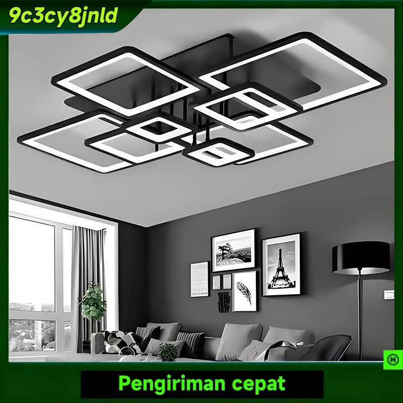 Lampu Plafon 3 Warna LED Modern Lampu langit-langit kamar tidur Minimalis lampu gantung ruang tamu Bentuk Persegi Gaya