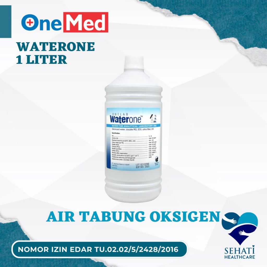 Jual Onemed Water One Aquadest 1 Liter Air Murni Laboratorium 1000ml 1L ...