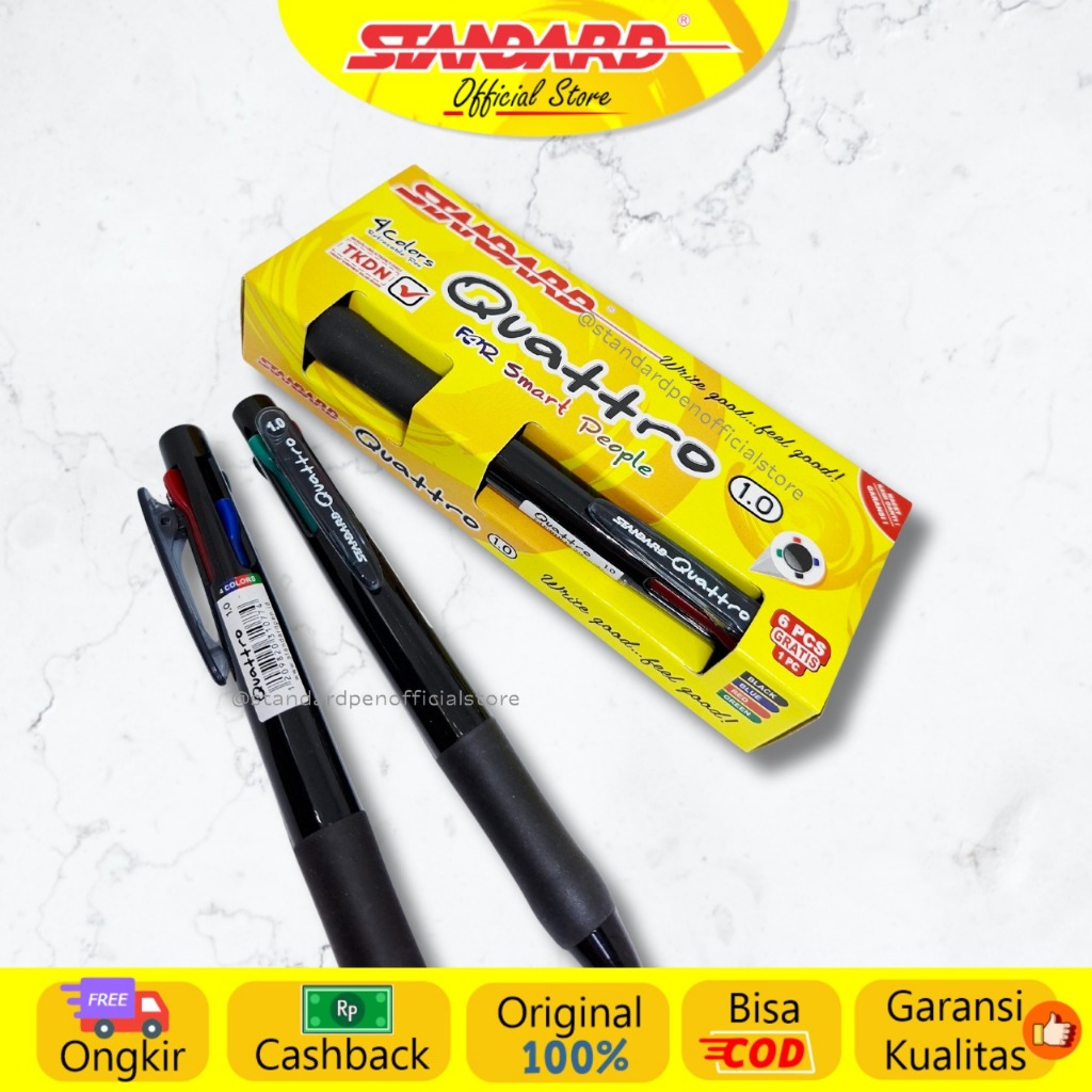 Standard - Pulpen Quattro 1.0 - Oil Gel  4 IN 1  /Set ( Alat Tulis / Pen / Ballpoint / Pena ) (5)