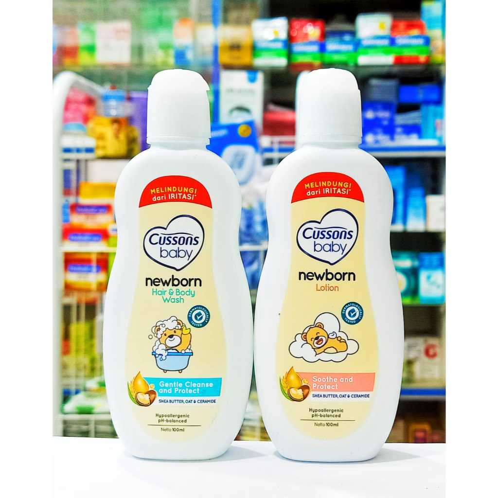CUSSONS BABY 𝐍𝐄𝐖 𝐁𝐎𝐑𝐍 𝐇𝐀𝐈𝐑 𝐁𝐎𝐃𝐘 𝐖𝐀𝐒𝐇 𝐃𝐀𝐍  𝐋𝐎𝐓𝐈𝐎𝐍 𝟏𝟎𝟎𝐌𝐋 SABUN MANDI DAN LOTION UNTUK BAYI NEW BORN