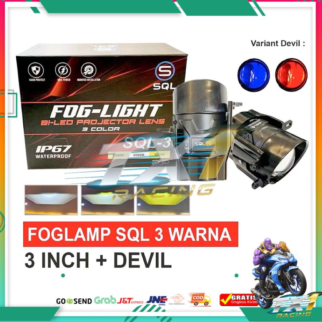 Jual Foglamp Lampu Kabut SQL 3 Bullaes biled foglamp 3 inch pnp bracket ...