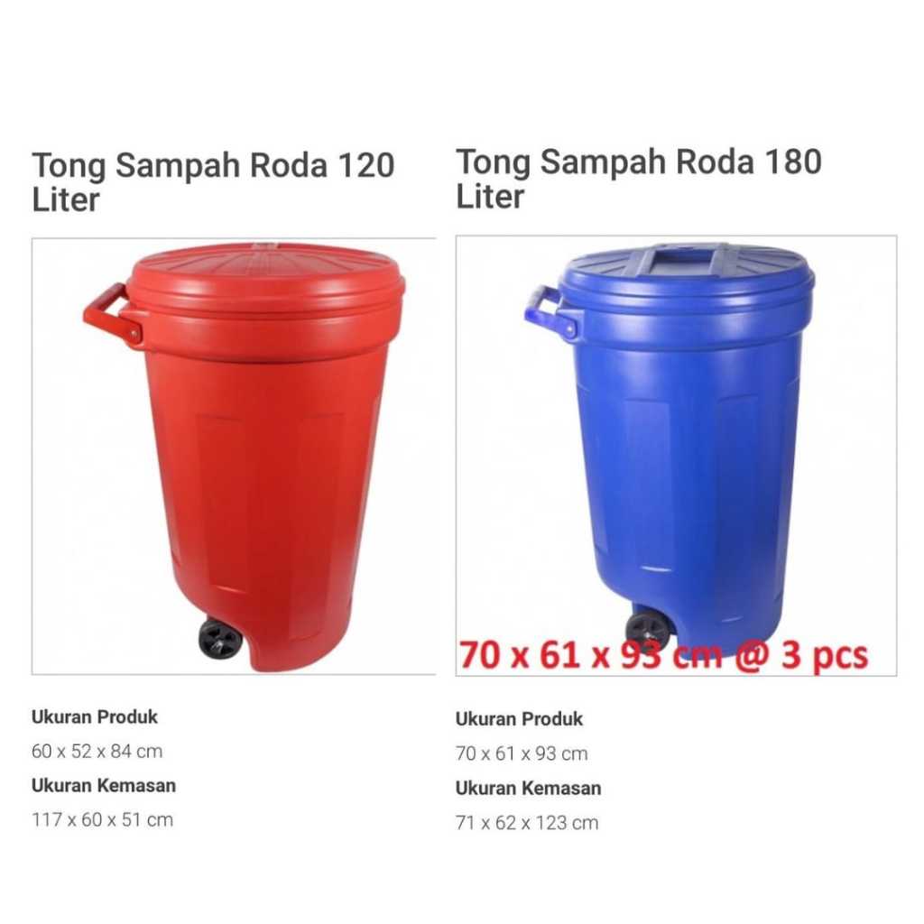 Jual Tong Sampah Roda Kuat PJJ 120L & 180L | Tempat Sampah Roda Besar ...