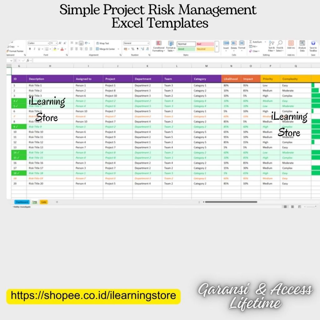 Jual [PS74] Simple Template Risk Management Microsoft Excel | Shopee ...