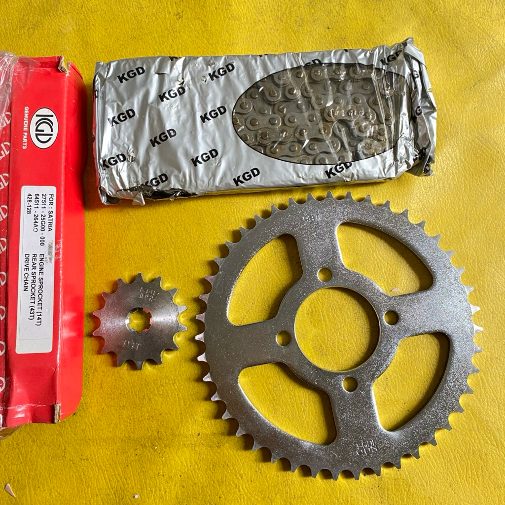 Jual gear gir set rantai Suzuki Satria 2T hiu lumba 14T 43T | Shopee ...