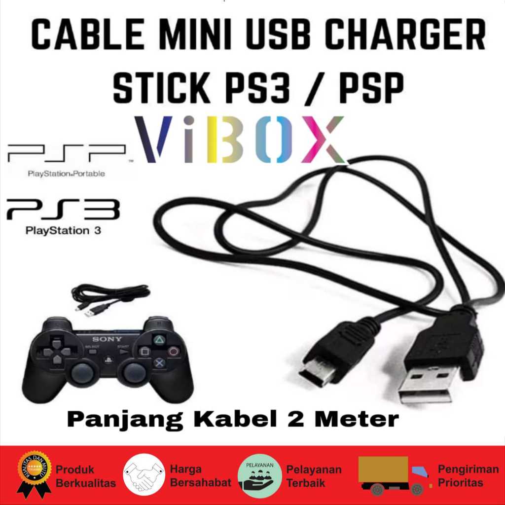 Jual Kabel 2Meter Stick PS3 /PSP Game Boy Cable Charger Mini Usb V3 For ...