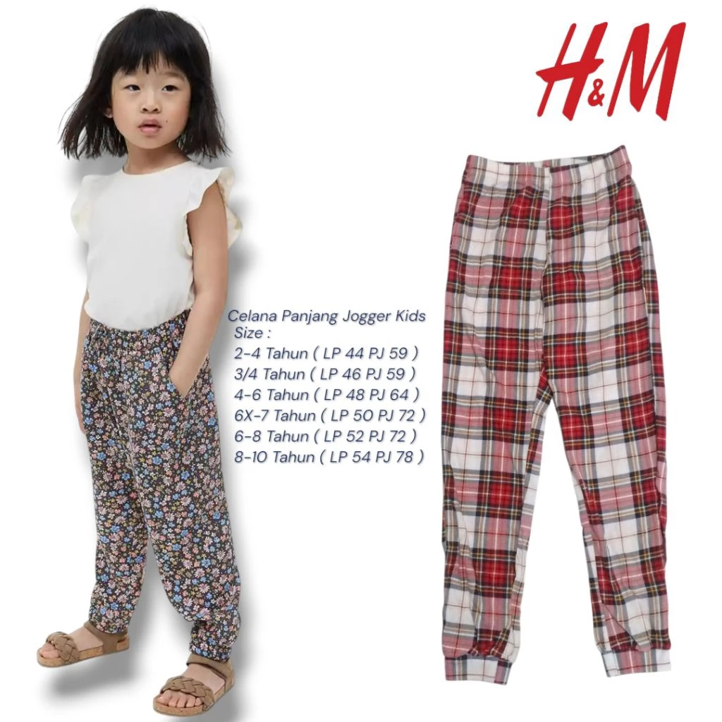 Celana Jogger Anak H&M Motif Kotak - Jevelis Fashion