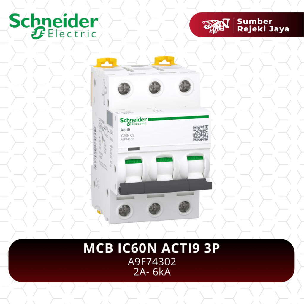 Schneider MCB IC60N ACTI9 3P 2A 6kA | A9F74302