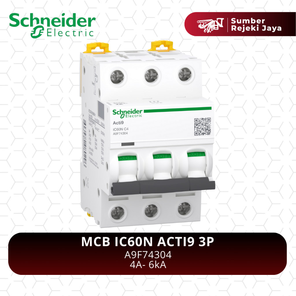 Schneider MCB IC60N ACTI9 3P 4A 6kA | A9F74304
