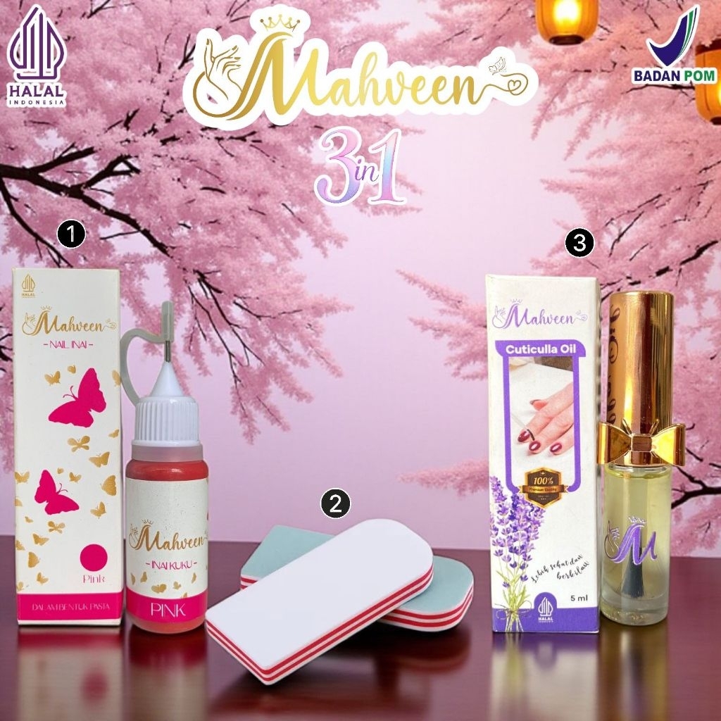 Jual paket 3in1 inaikuku Mahveen nail Inai Henna halal BPOM dan sah ...