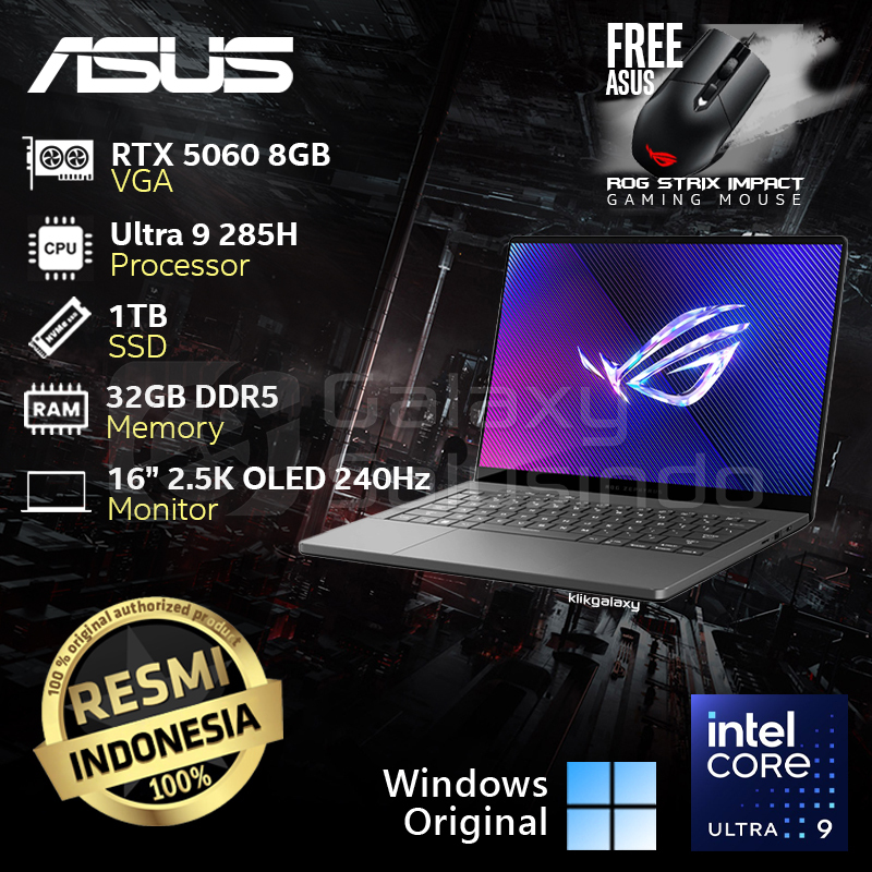 Jual ASUS ROG ZEPHYRUS G16 GU605CM-I9N56OL6G-HM - RTX 5060 8GB Intel ...