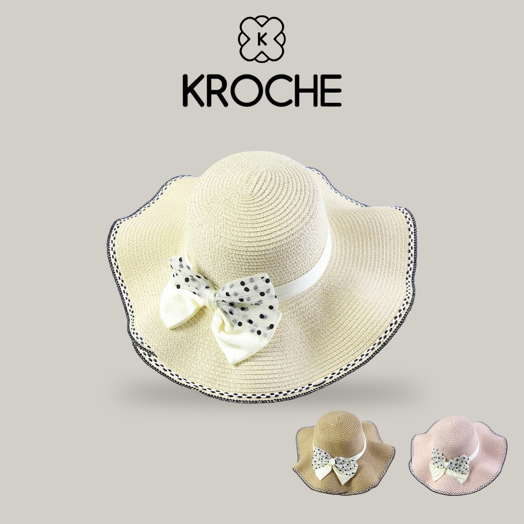 Jual Kroche Topi Pantai Wanita Gaya Vintage Topi Rajut Jerami Aksen ...