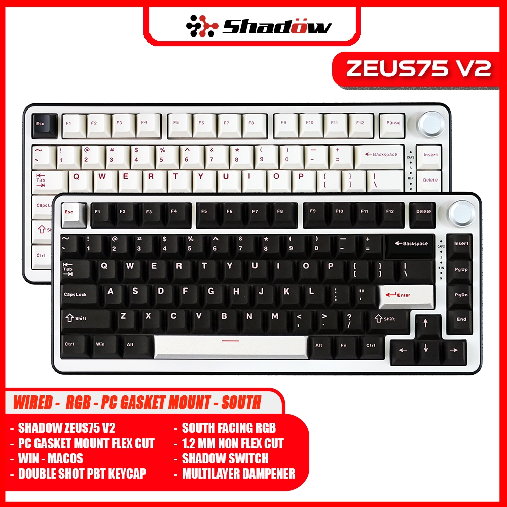 Jual SHADOW ZEUS75 V2 - 75% - Knob - Gasket - South Face RGB - PBT ...
