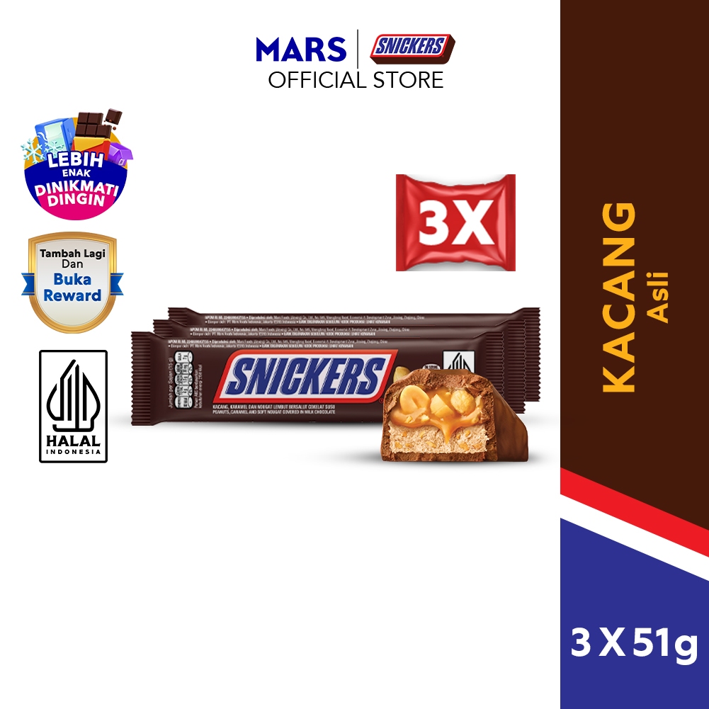 Jual SNICKERS Peanut Original 51g X3 | Shopee Indonesia