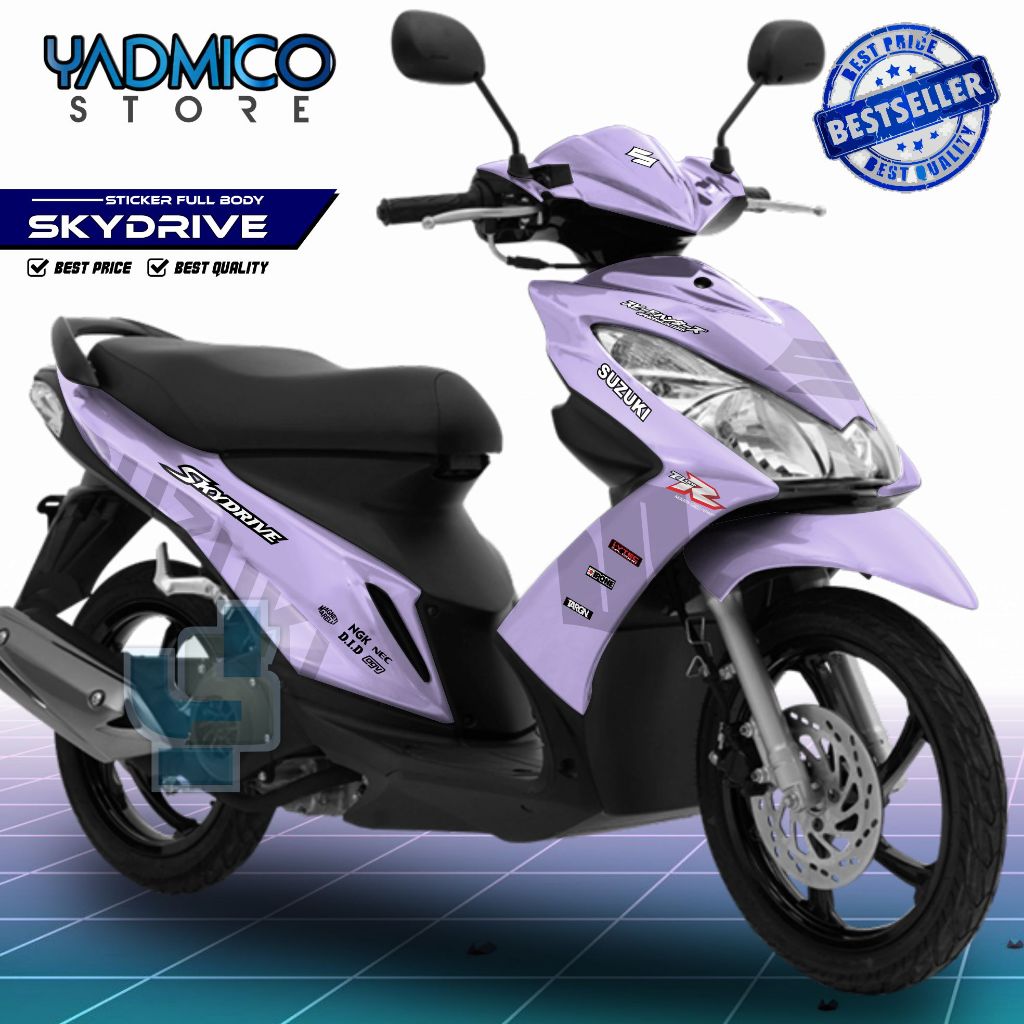 【PROMO】 Decal Skydrive Full Body Stiker Motor Skydrive Fullbody Dekal  Suzuki Skydrive 125 Striping Skydrive Variasi Motif Polos