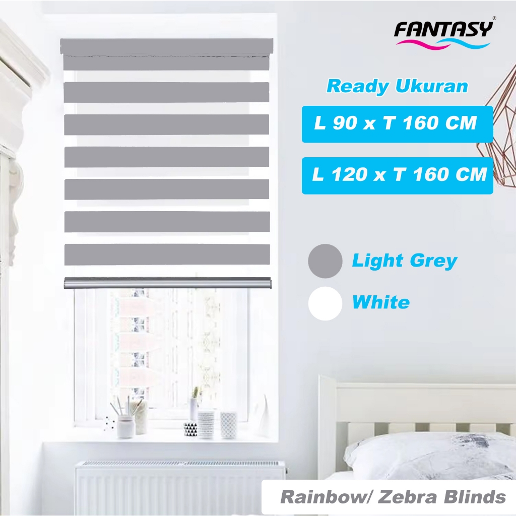 Fantasy Roller Blind Zebra Tirai Jendela Gulung 2 in 1 Rainbow Zebra Blinds Dimout Blackout Two in One Ready Stock