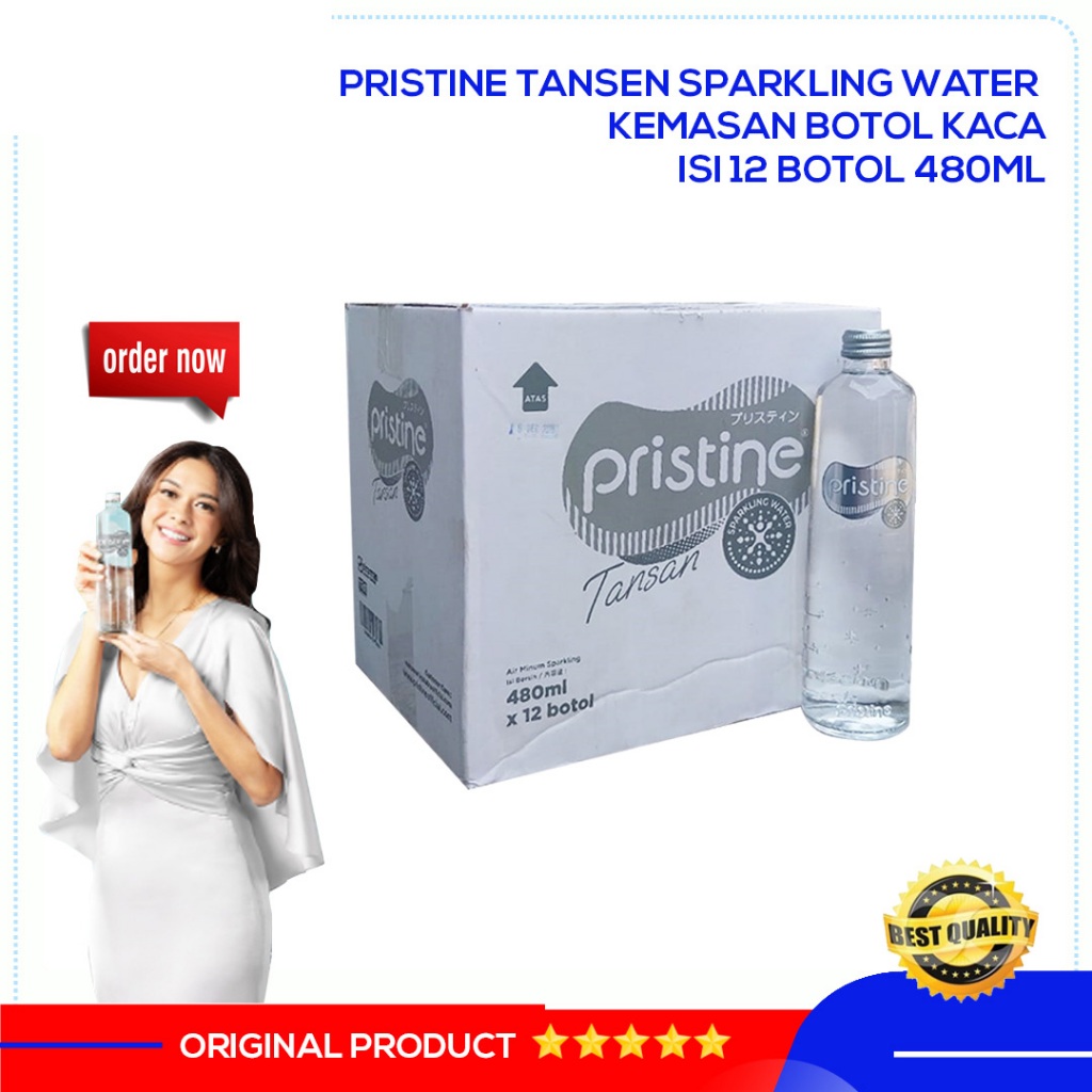 Jual Pristine Tansan Sparkling Water Botol Kaca 480ml isi 12 botol ...