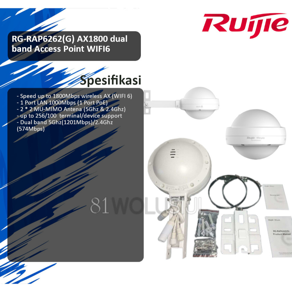 Jual Ruijie RG RAP6262(G) AX1800 WIFI6 Dual band Wireless AX 1800Mbps ...