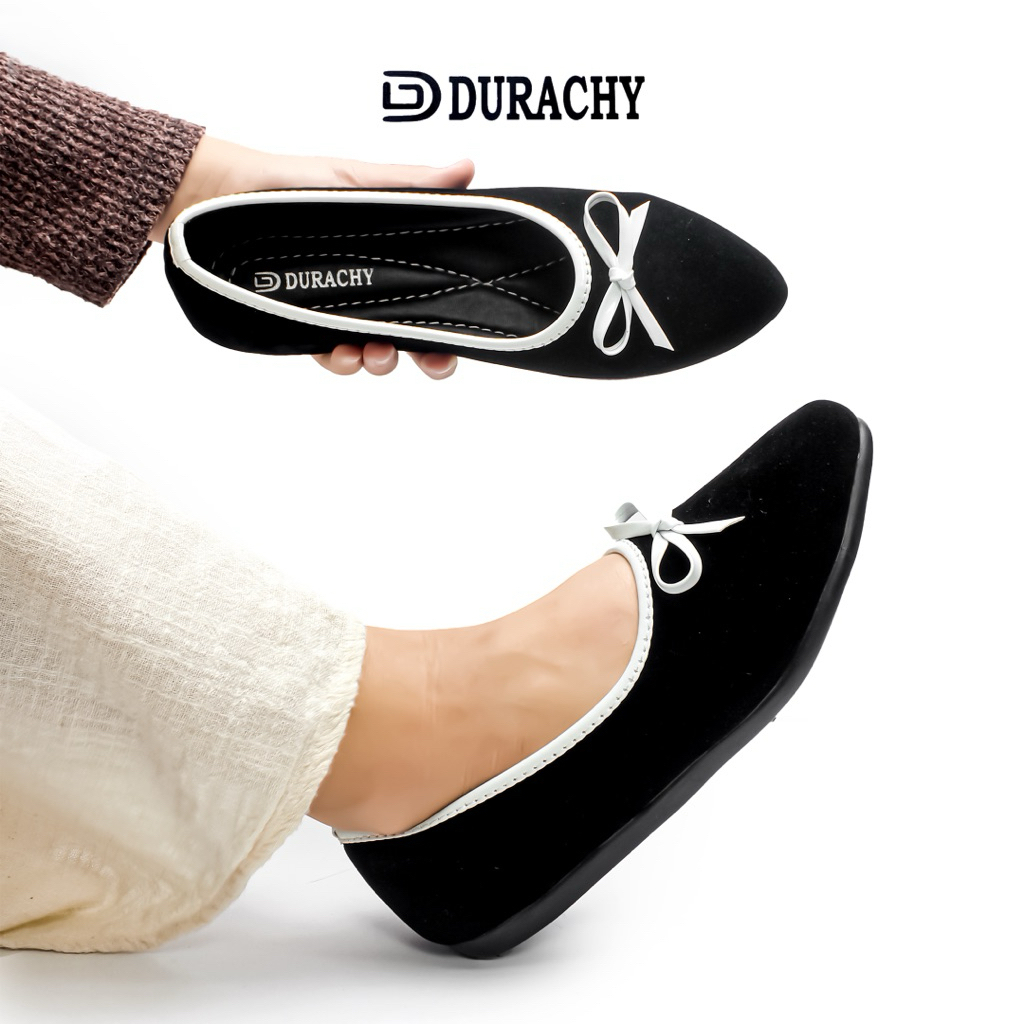 Jual DURACHY Jenny Sepatu Flatshoes Lancip Wanita Bludru | Shopee Indonesia