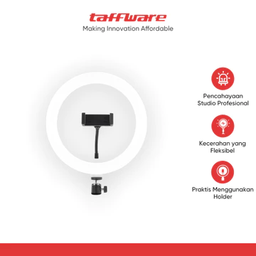 TaffSTUDIO Lampu Ring Light LED 3in1 Color Phone Holder 25.4cm 10W QX 260