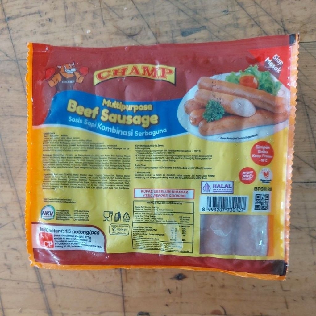 Jual CHAMP BEEF SAUSAGE SOSIS SAPI 375GR | Shopee Indonesia