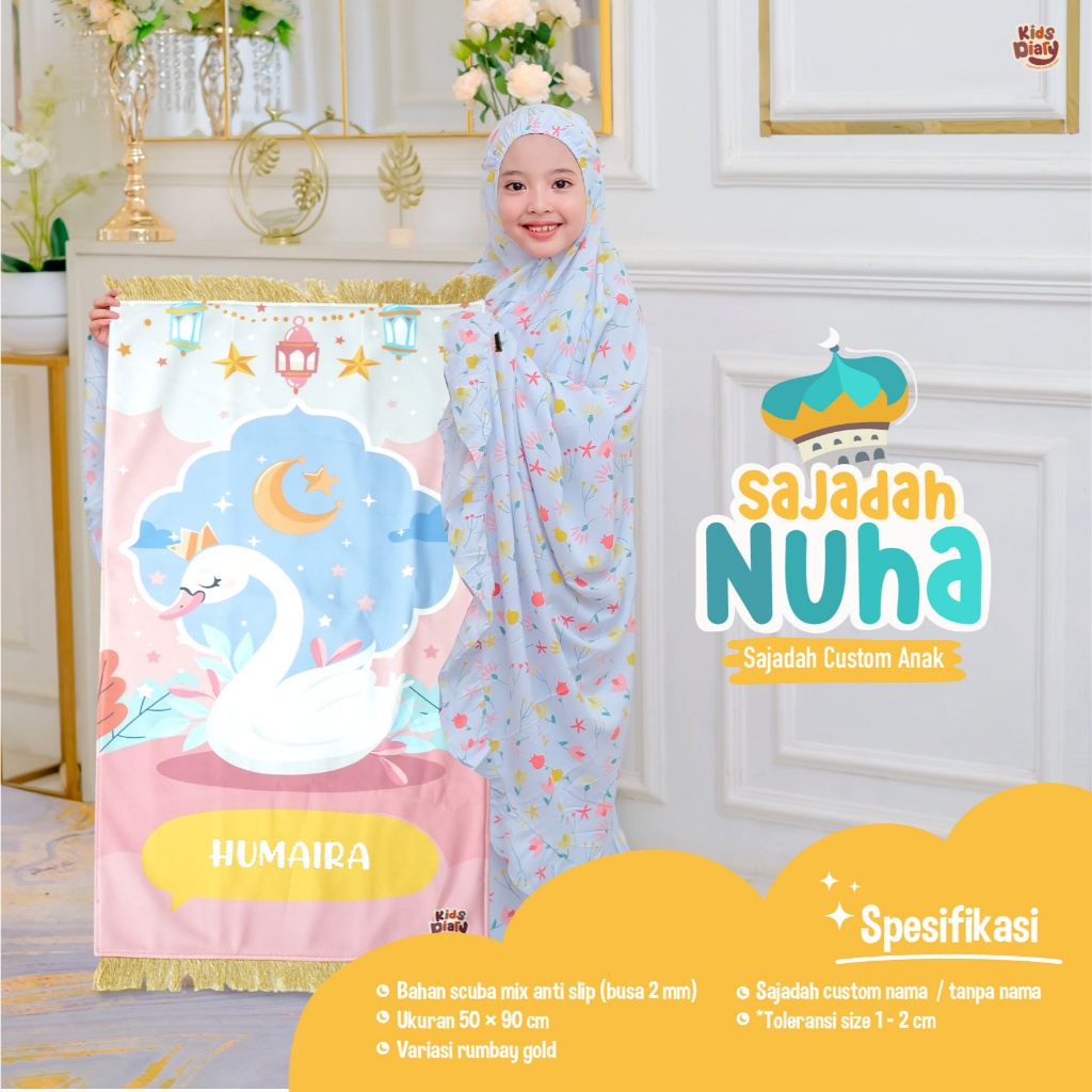 Jual Kids Diary Plus - Sajadah Shalat Anak Custom Nama Nuha Laki-Laki ...