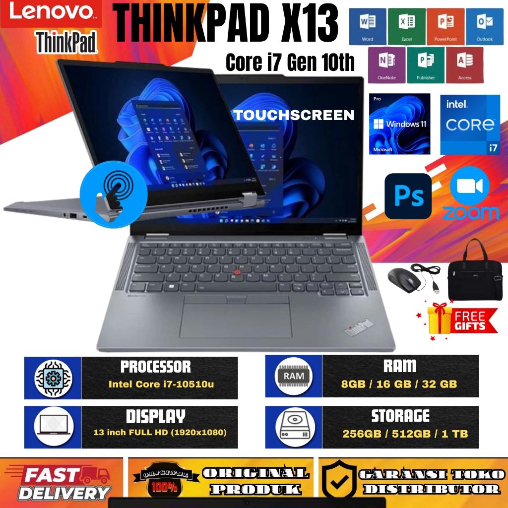 Jual Laptop Touchscreen Lenovo Thinkpad X13 i7 GEN 10th RAM 32GB/1TB ...