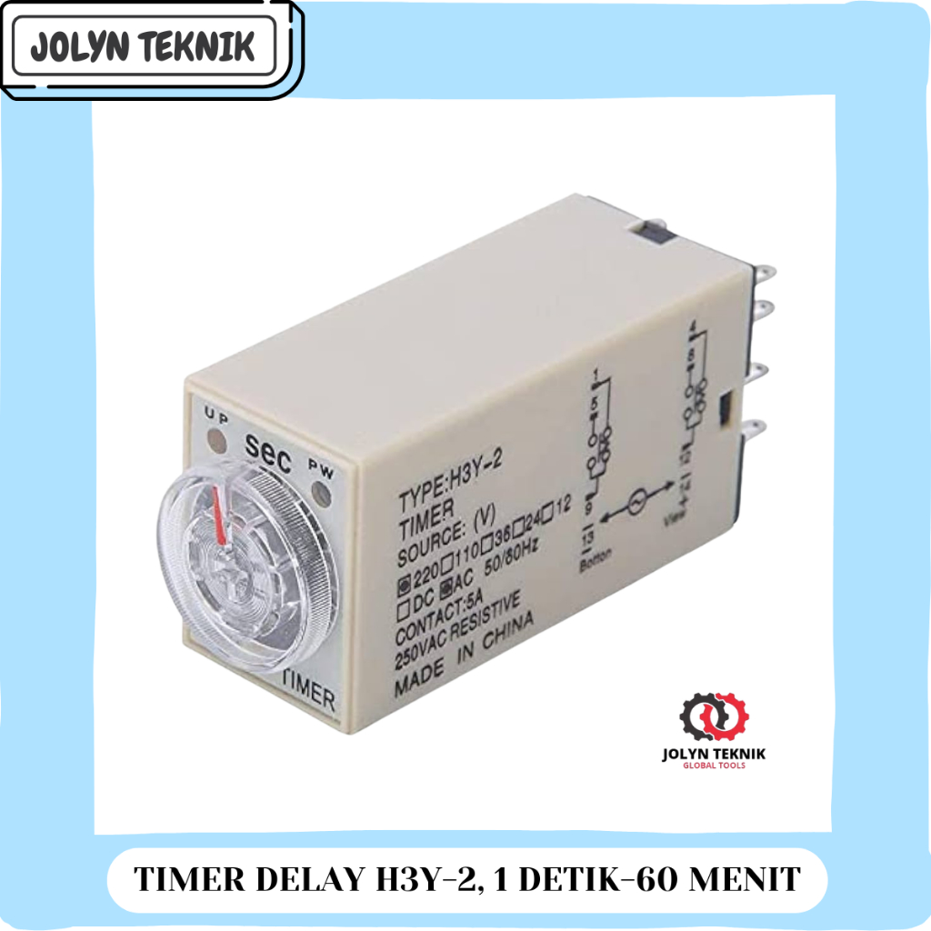 Jual DELAY TIMER RELAY 12VDC 24VDC 220VAC H3Y-2 1 DETIK - 60 MENIT ...