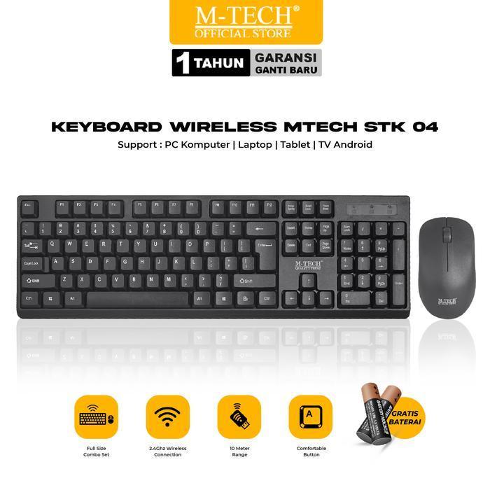 Jual M-Tech Wireless Keyboard Mouse Combo STK-04 Hitam | Shopee Indonesia
