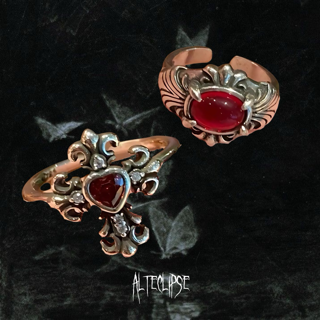 Jual Alteclipse Bloody Vintage Rings Set Heart Chrome – R24 Gothic ...