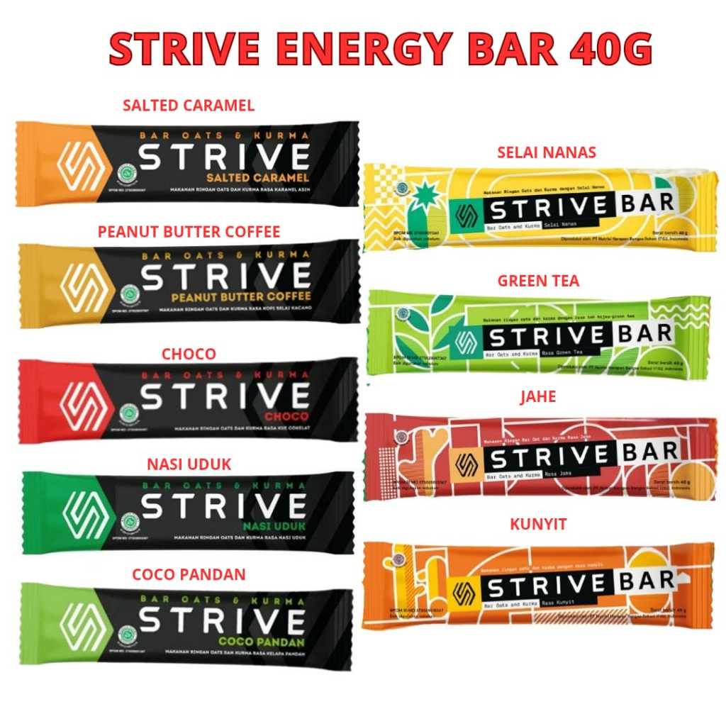 Jual STRIVE ENERGY BAR 40g SATUAN Tenaga Lari Sepeda Olahraga Cemilan ...