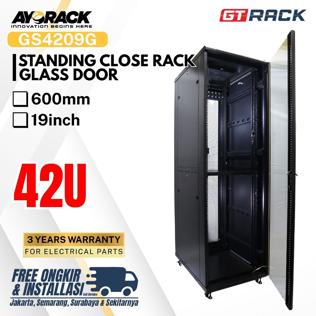 Jual STANDING CLOSE RACK 42U GT RACK GS4209G – RAK SERVER GLASS DOOR ...