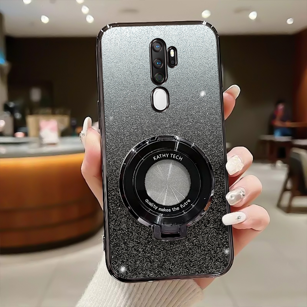 SORAKA Cover per OPPO A9 2020/OPPO A5 2020 con anello rotante a 360 gradi, Custodia in Silicone Morbido Cover Anti-Impronta Ultrasottile con piastra metallica per Supporto Auto Smartphone Magnetico
