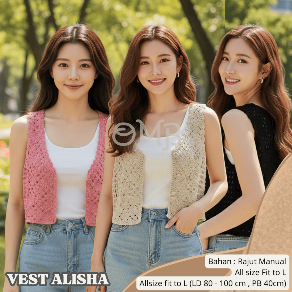 Jual ALISHA VEST RAJUT Vest Crop Top Rajut Serut -#OMB | Shopee Indonesia